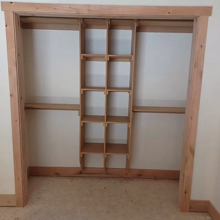 Custom closet shelving system framed out