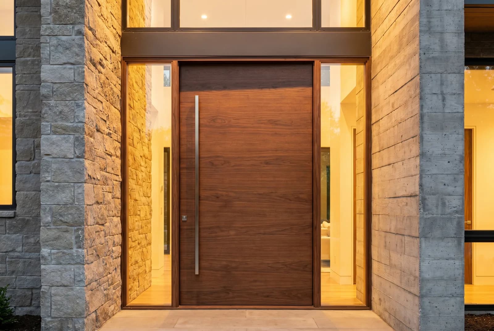 Modern walnut pivot entry