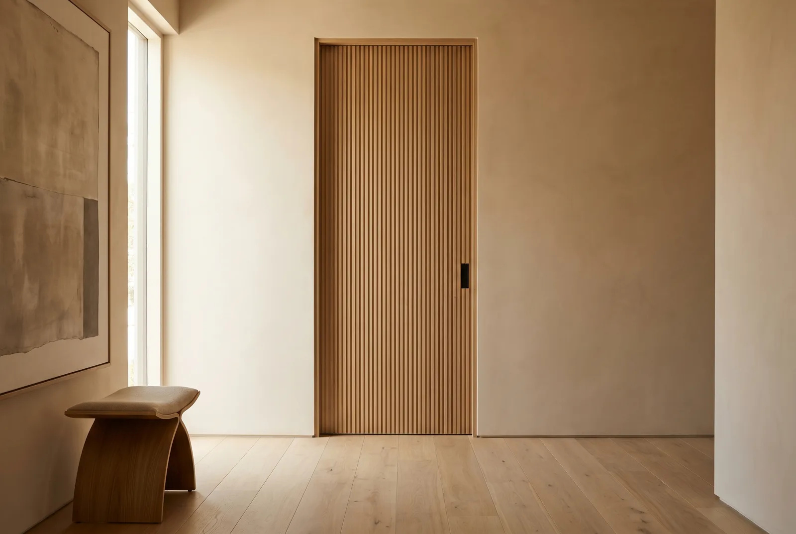 Fluted white-oak interior door